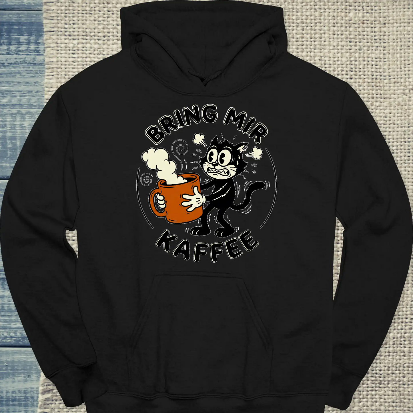 Hoodie - Bring mir Kaffee - Unisex - Katze, Kaffee Schwarz