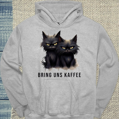 Hoodie - Bring uns Kaffee - Unisex - Katze & Kaffee Grau