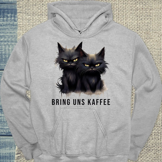 Hoodie - Bring uns Kaffee - Unisex - Katze & Kaffee Grau
