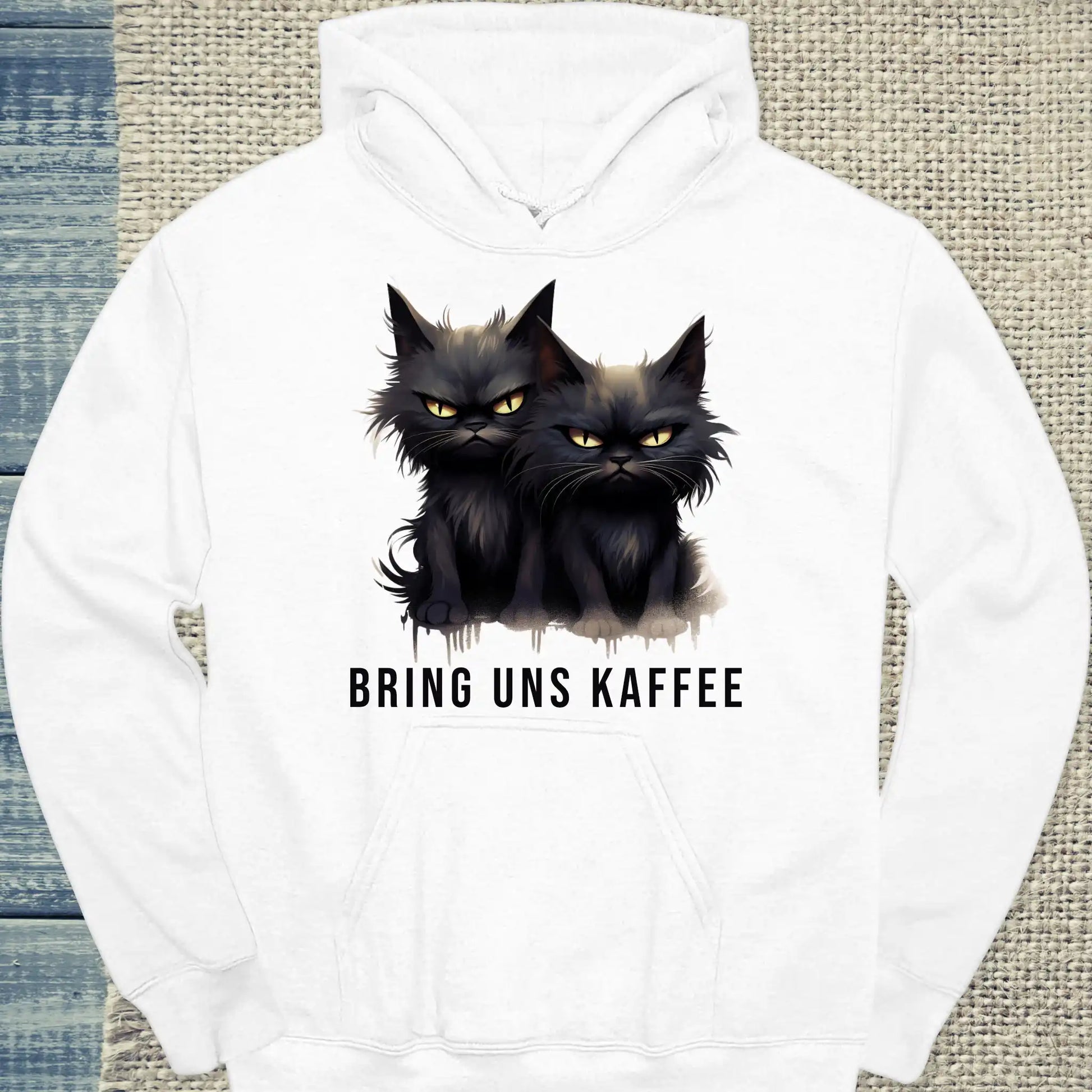Hoodie - Bring uns Kaffee - Unisex - Katze & Kaffee Weiß