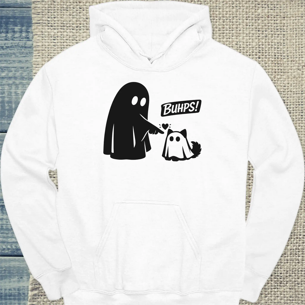 Hoodie - Buhps - Unisex - Katze, Halloween Weiß