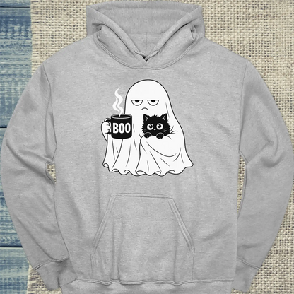 Hoodie - Buu - Unisex - Katze & Kaffee, Halloween Grau