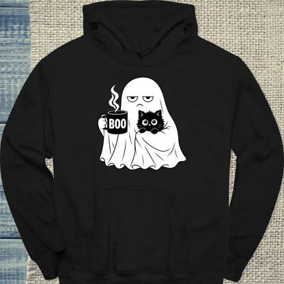 Hoodie - Buu - Unisex - Katze & Kaffee, Halloween Schwarz
