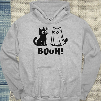 Hoodie - BUUH - Unisex - Katze, Halloween Grau