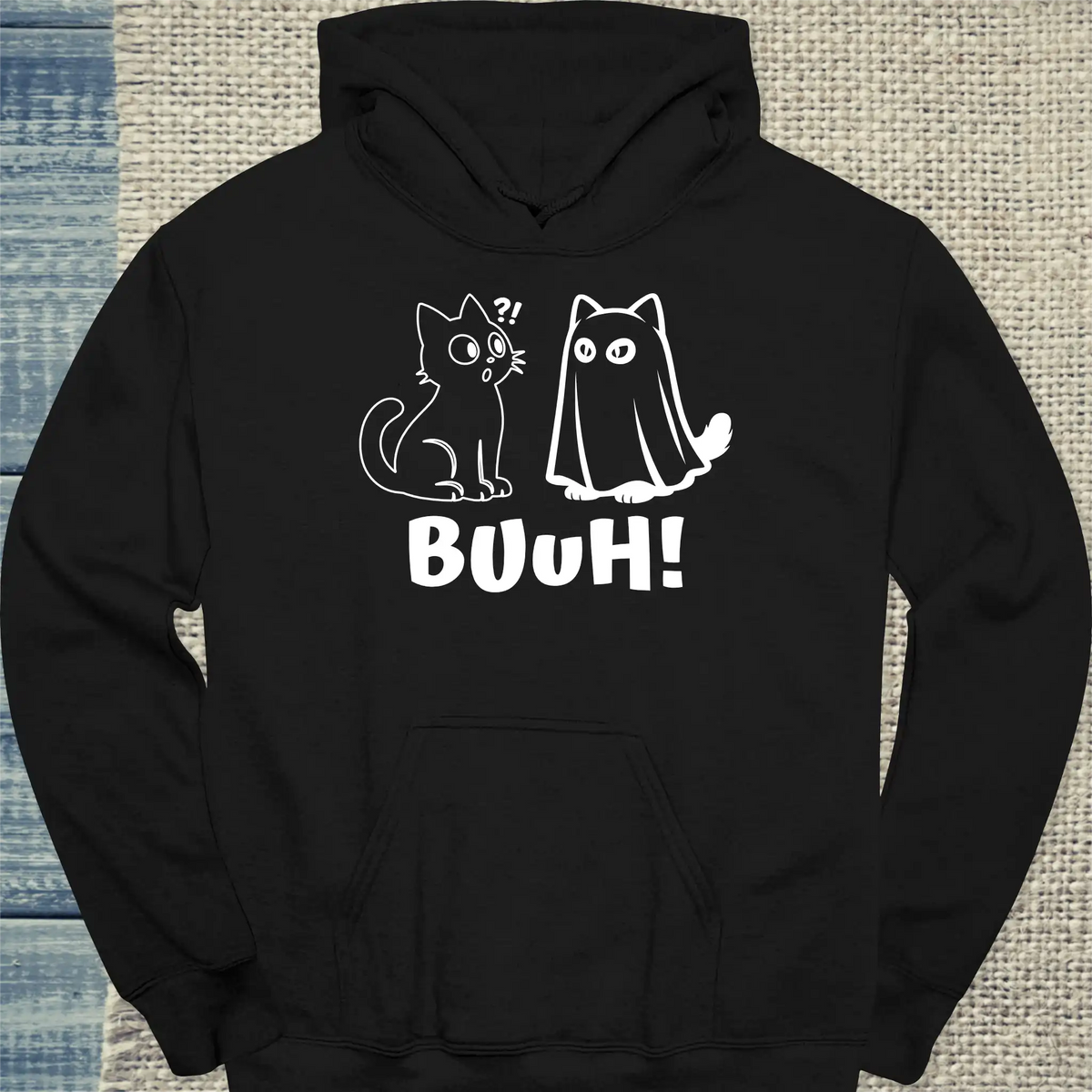 Hoodie - BUUH - Unisex - Katze, Halloween Schwarz