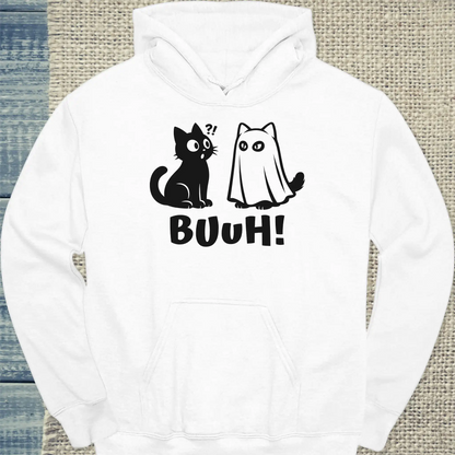 Hoodie - BUUH - Unisex - Katze, Halloween Weiß