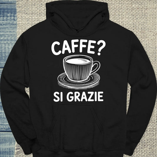 Hoodie - Caffee - Si Grazie - Unisex - Kaffee Schwarz