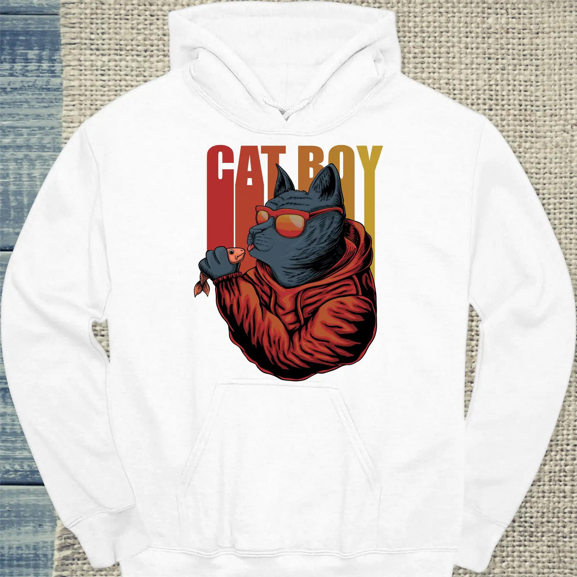 Hoodie - Cat Boy - Unisex - Katze, Cat Guy Weiß