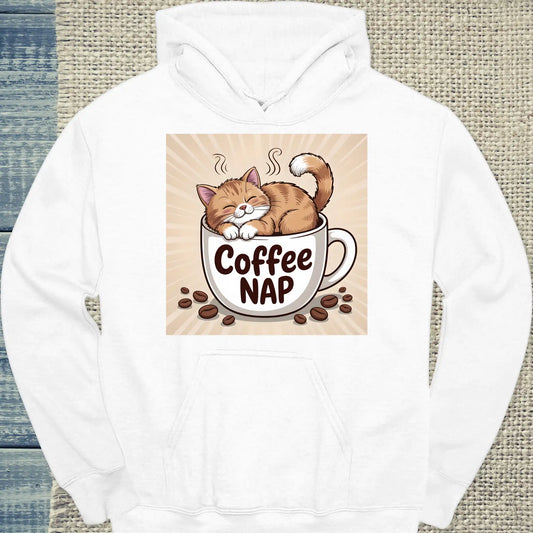 Hoodie - Cat - Coffee NAP - Unisex - Katze & Kaffee Weiß