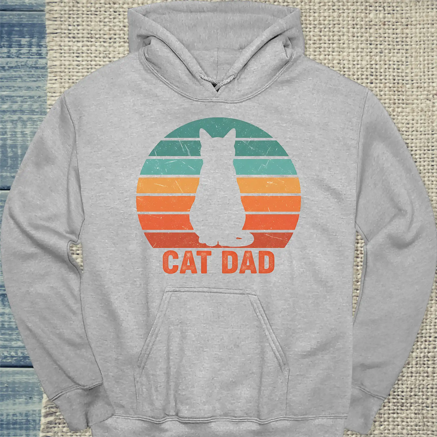 Hoodie - Cat Dad Retro - Unisex - Katze, Cat Guy Grau