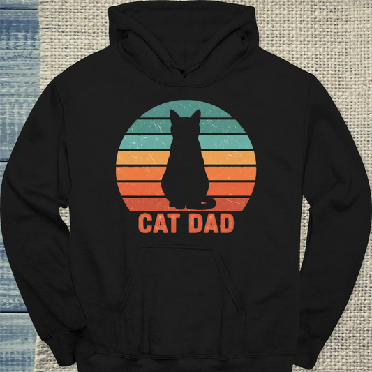 Hoodie - Cat Dad Retro - Unisex - Katze, Cat Guy Schwarz