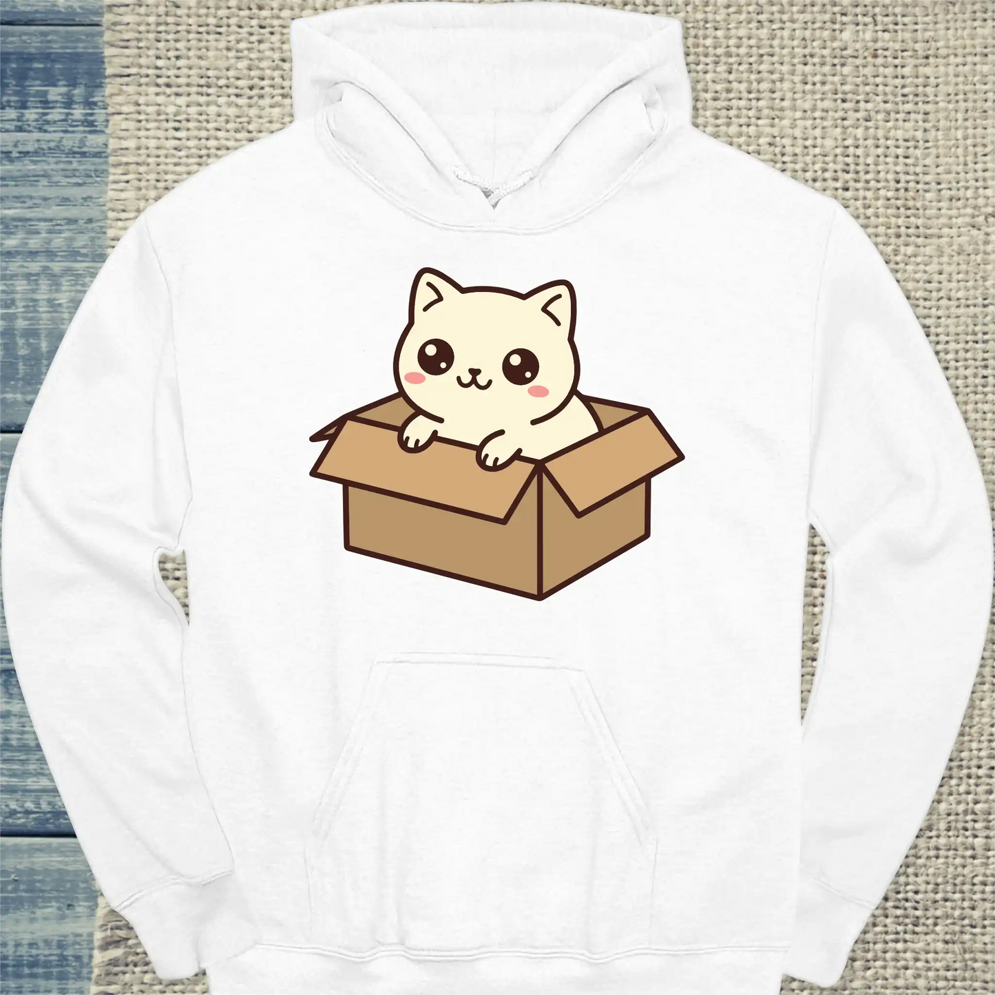 Hoodie - Cat in the box - Unisex - Katze Weiß
