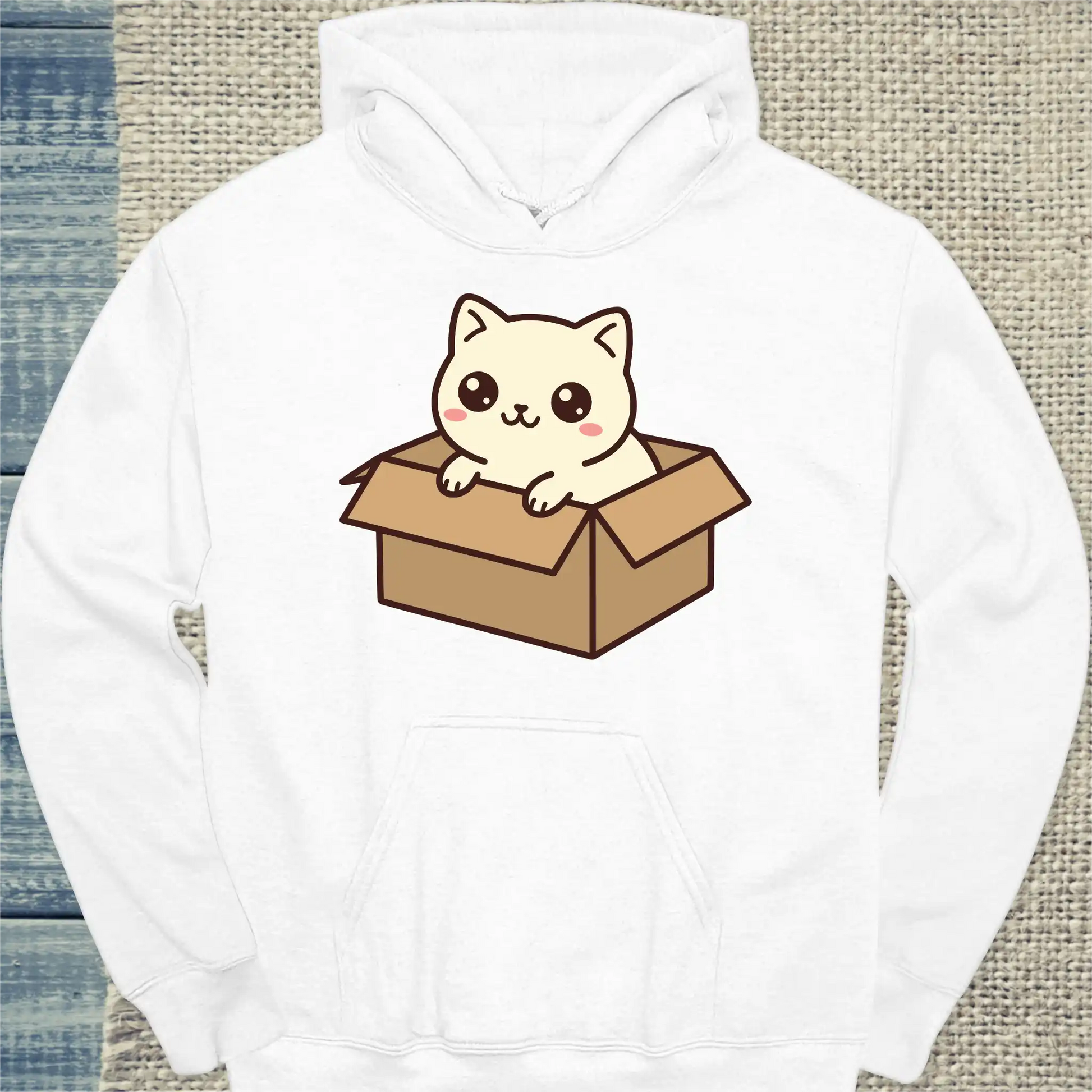 Hoodie - Cat in the box - Unisex - Katze Weiß