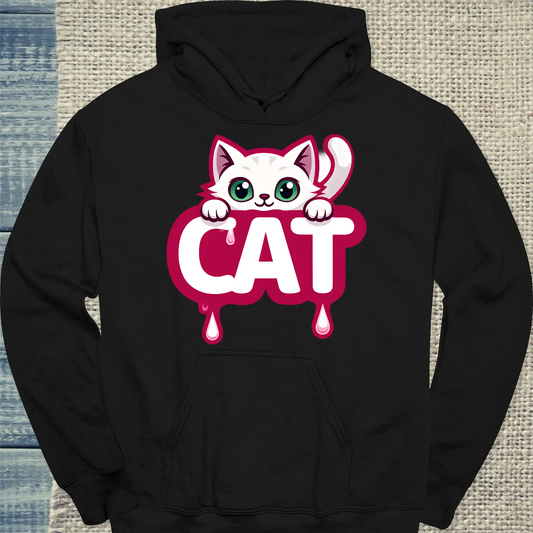 Hoodie - CAT - Katze in rosa - Unisex - Katze Schwarz