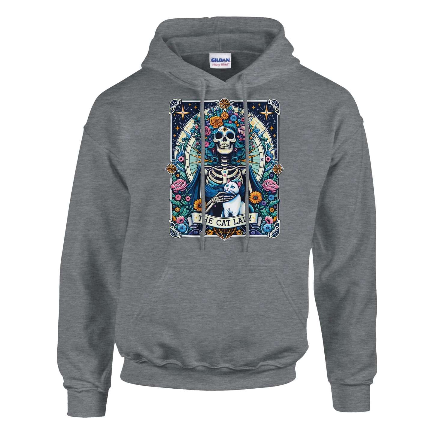 Hoodie - Cat Lady Tarot - Unisex - Kaffee, Cat Lady Grau
