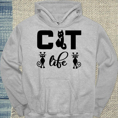 Hoodie - CAT life - Unisex - Katze Grau