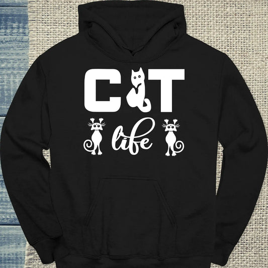 Hoodie - CAT life - Unisex - Katze Schwarz