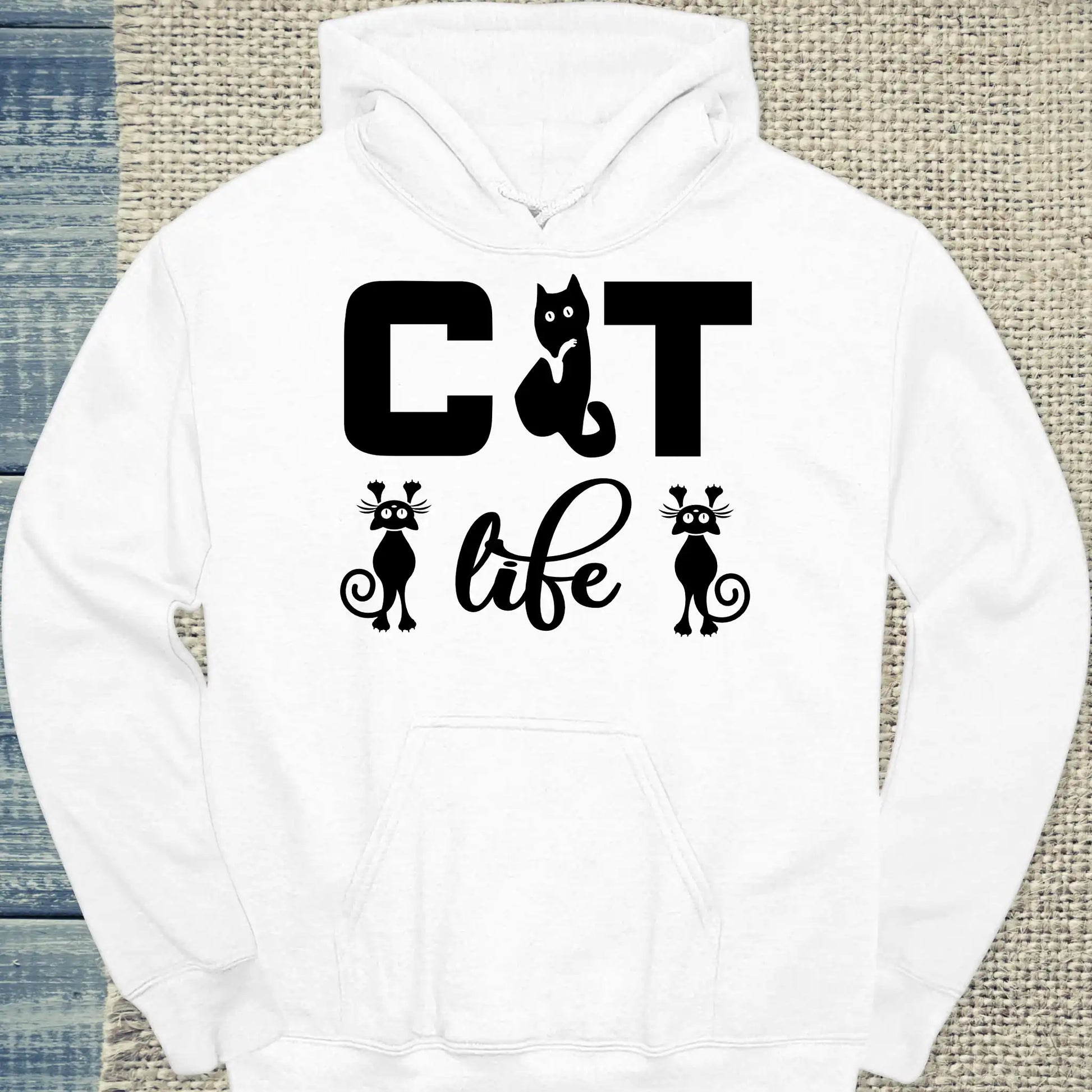 Hoodie - CAT life - Unisex - Katze Weiß