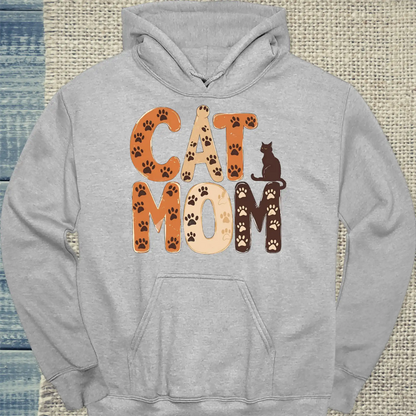 Hoodie - Cat Mom - Pfoten - Unisex - Katze, Cat Lady Grau