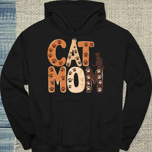 Hoodie - Cat Mom - Pfoten - Unisex - Katze, Cat Lady Schwarz