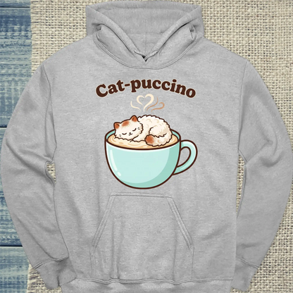 Hoodie - Cat-puccino - Unisex - Katze & Kaffee Grau