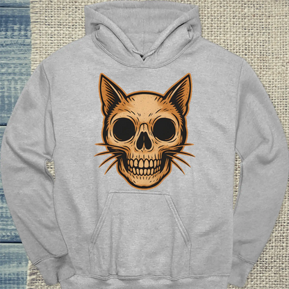 Hoodie - Cat Skull - Unisex - Katze Grau