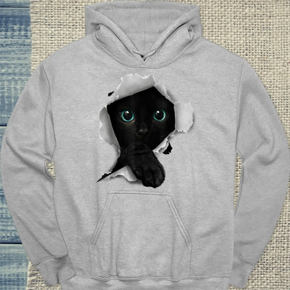 Hoodie - Cat Torn - Unisex - Katze Grau