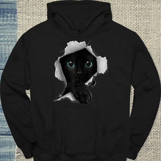 Hoodie - Cat Torn - Unisex - Katze Schwarz