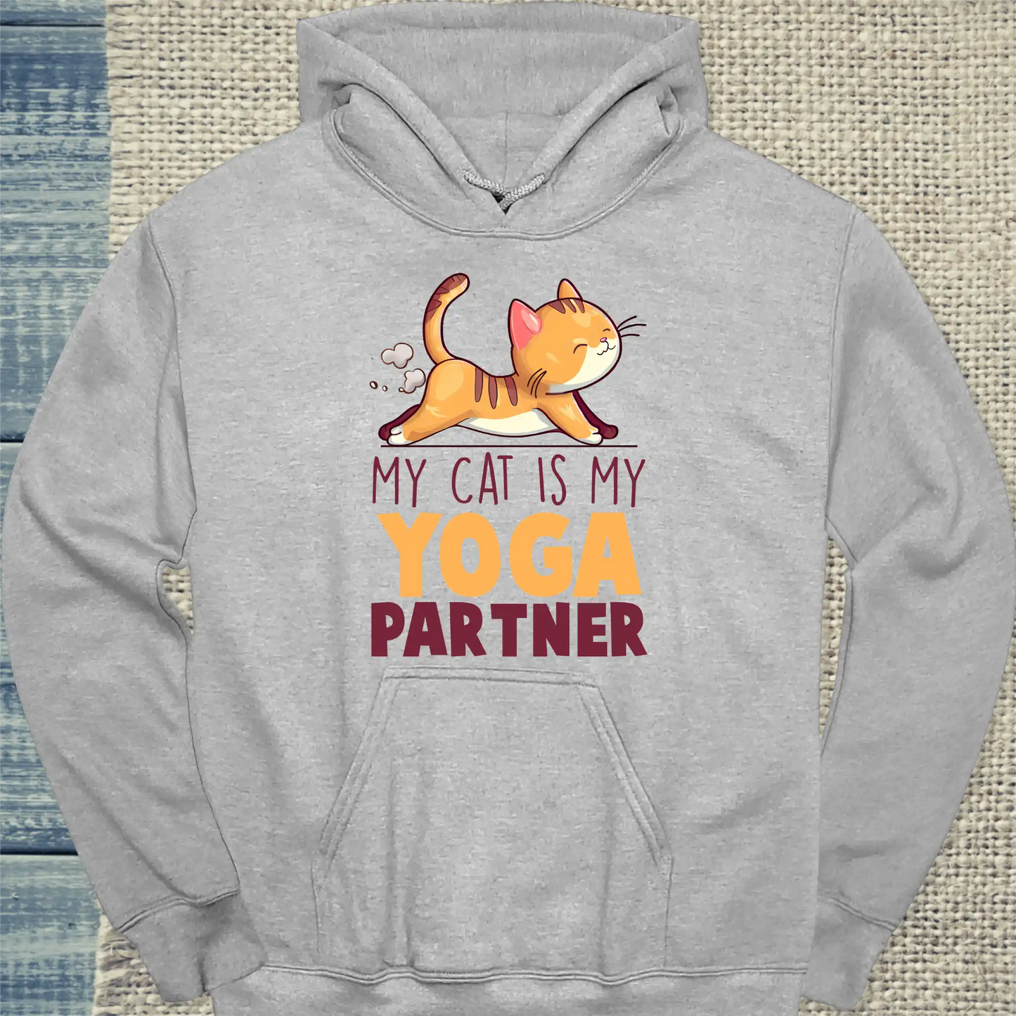 Hoodie - Cat Yoga Partner - Unisex - Katze Grau
