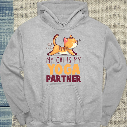Hoodie - Cat Yoga Partner - Unisex - Katze Grau