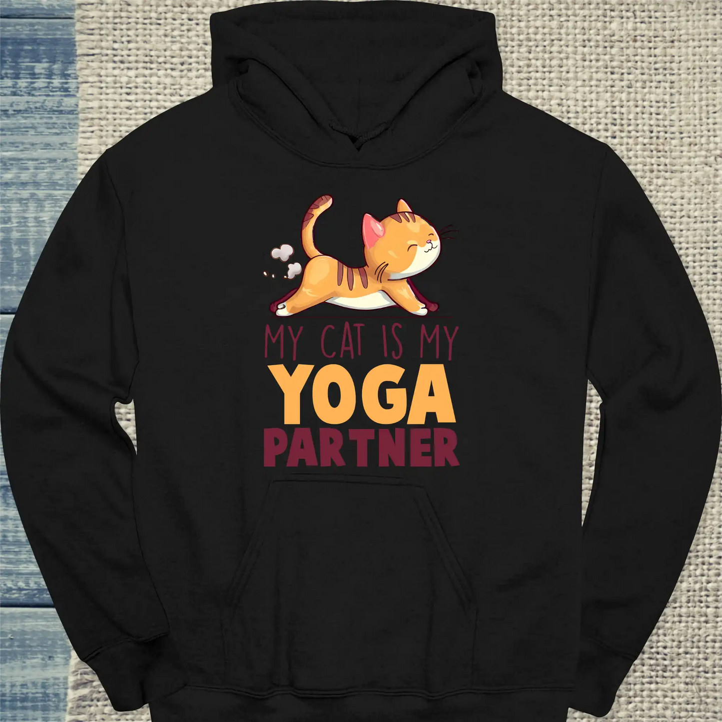 Hoodie - Cat Yoga Partner - Unisex - Katze Schwarz