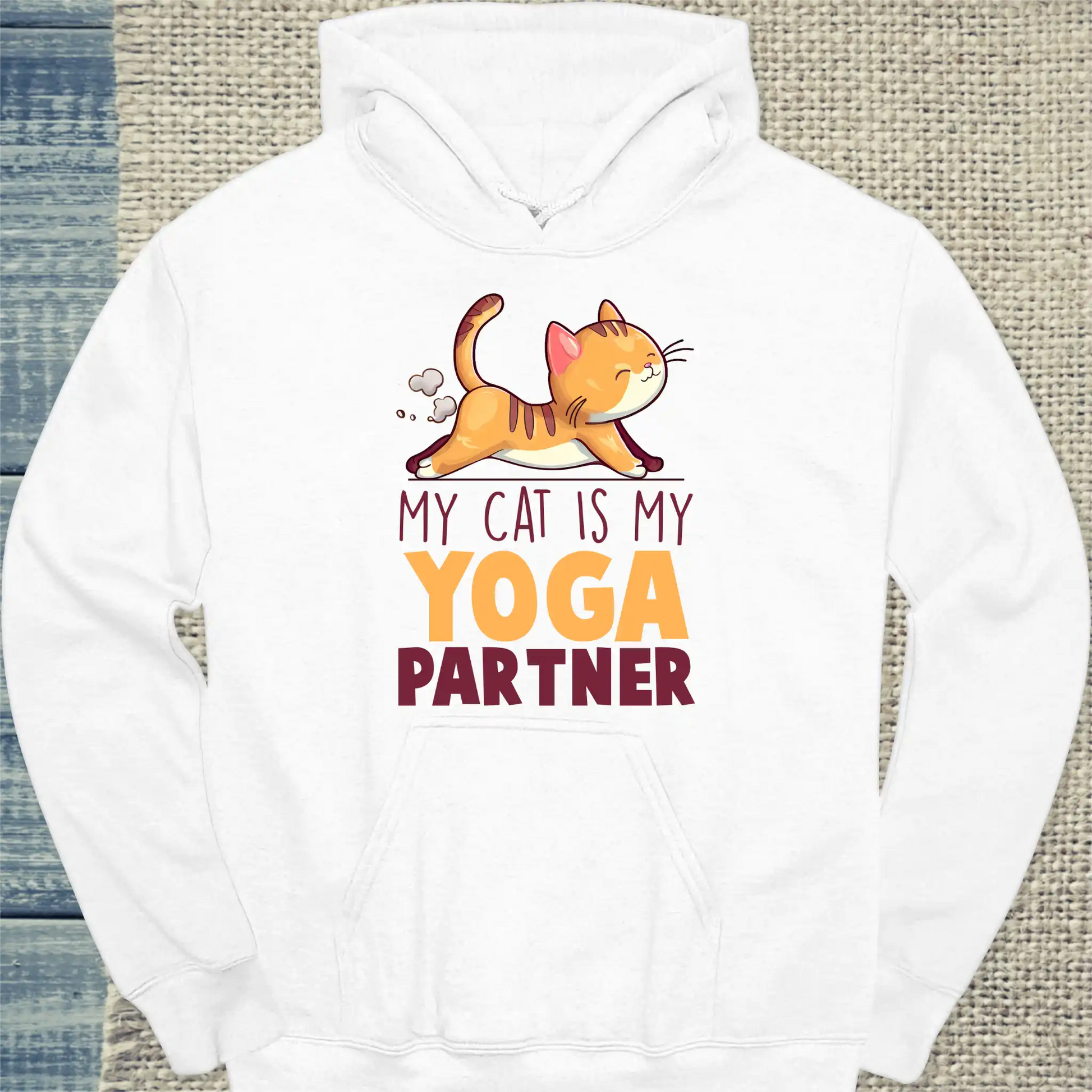Hoodie - Cat Yoga Partner - Unisex - Katze Weiß