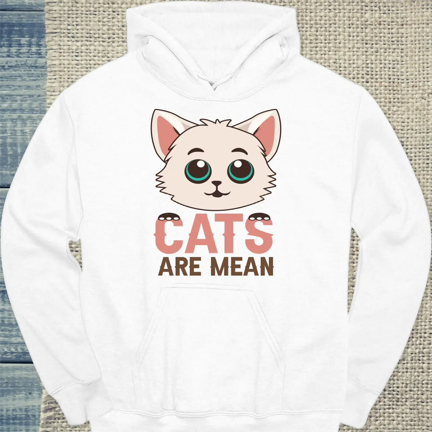 Hoodie - Cats are mean - Unisex - Katze Weiß