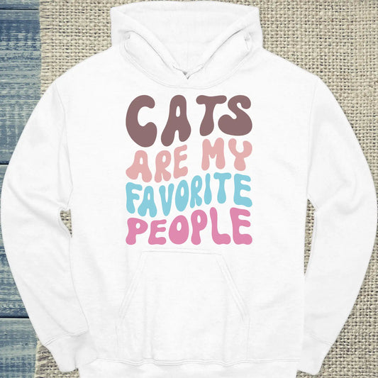 Hoodie - Cats are my favorite people - Unisex - Katze Weiß