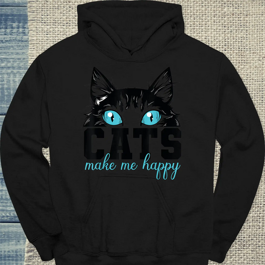Hoodie - Cats make me happy - Unisex - Katze Schwarz
