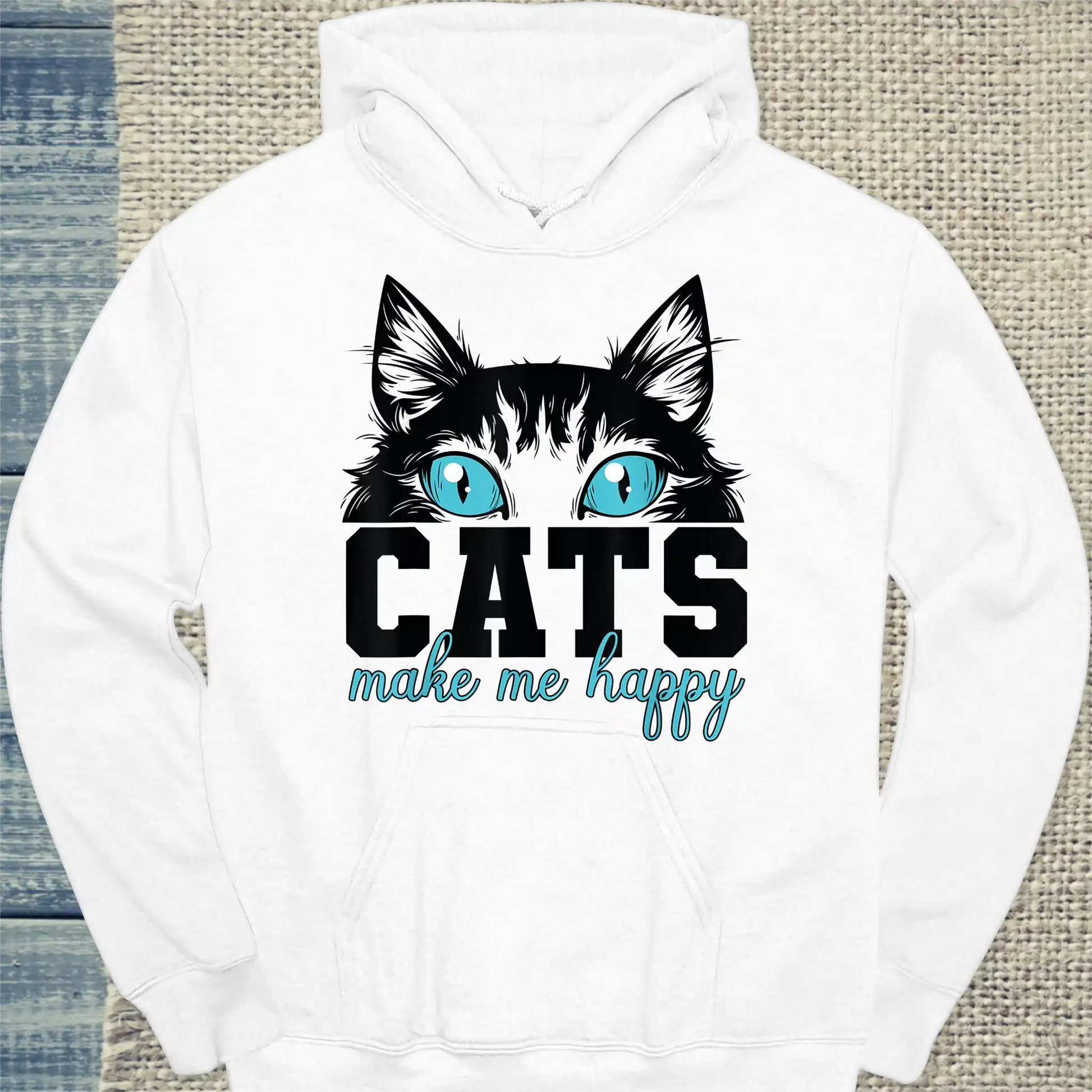 Hoodie - Cats make me happy - Unisex - Katze Weiß