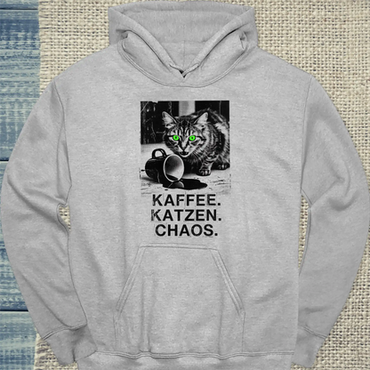 Hoodie - Chaos - Unisex - Katze & Kaffee Sport Grey