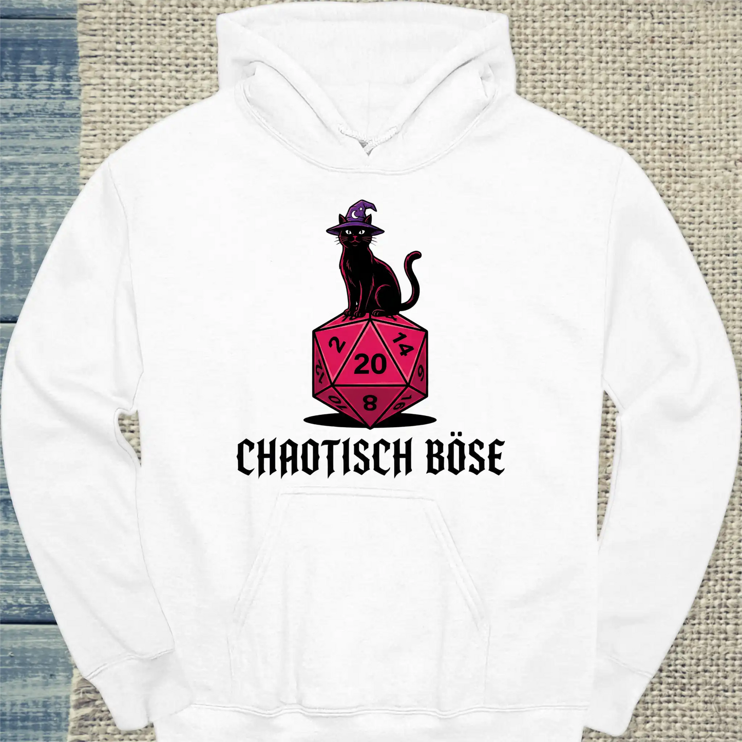 Hoodie - Chaotisch Böse - Unisex - Katze Weiß