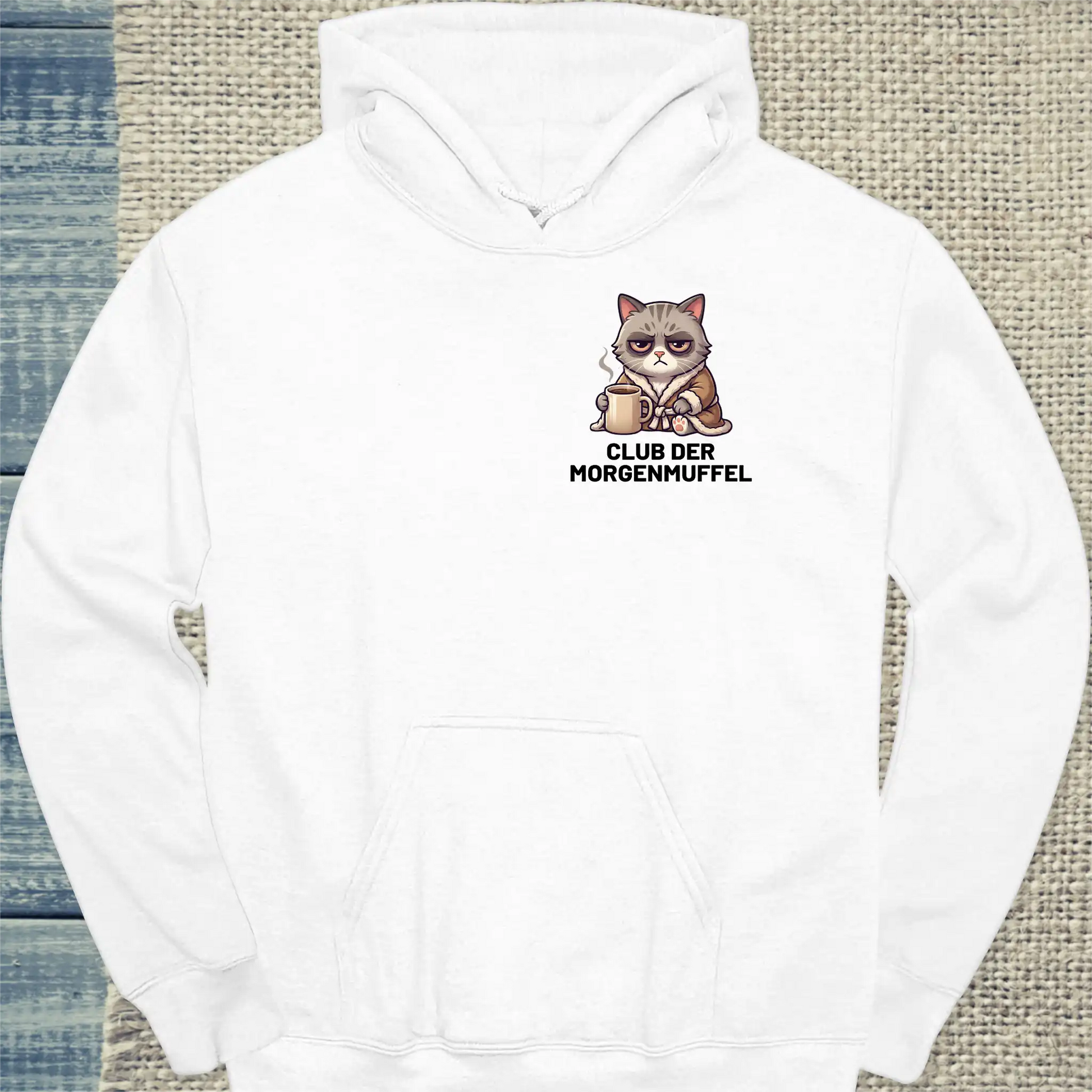 Hoodie - Club der Morgenmuffel - Unisex - Katze & Kaffee Weiß