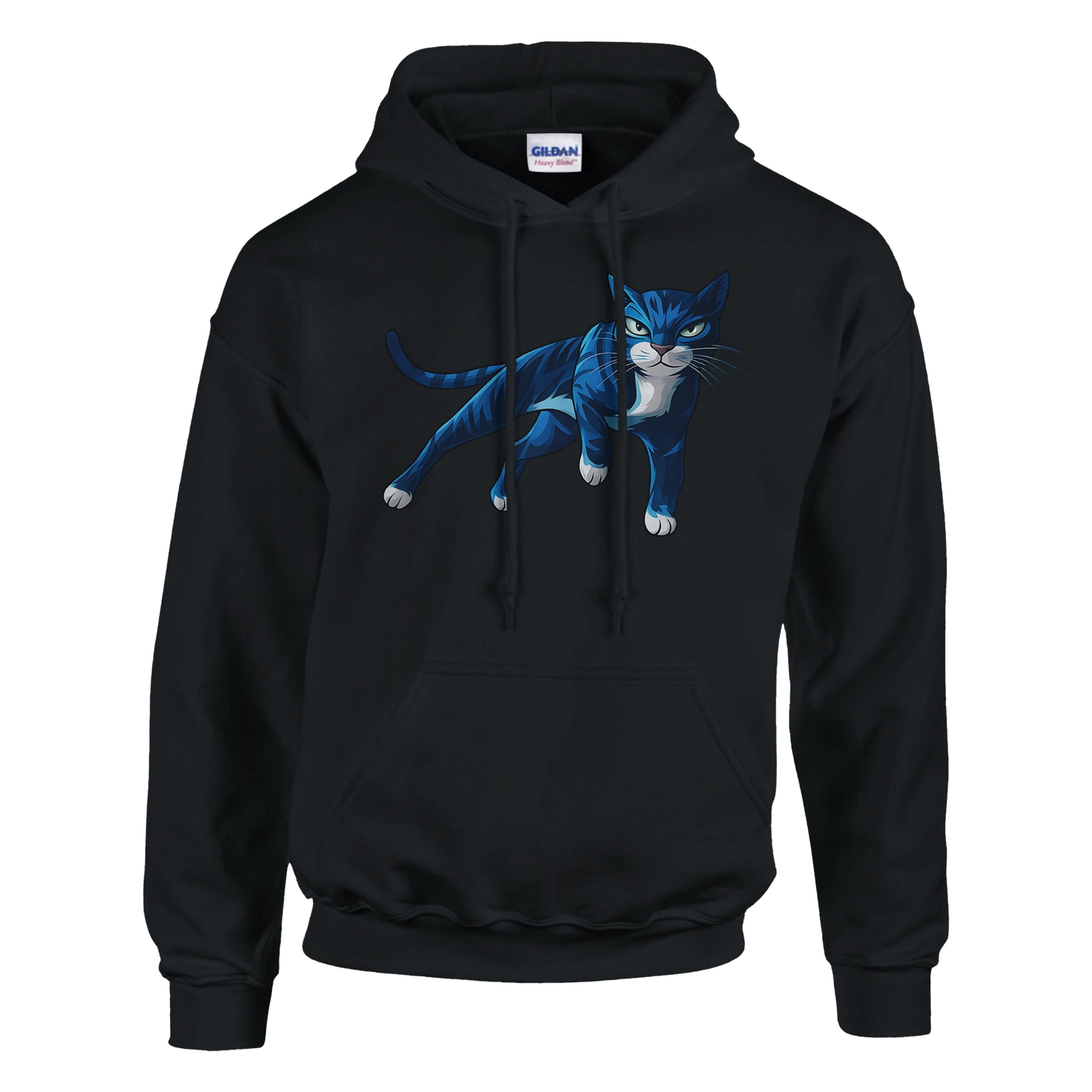 Hoodie - Cool Blue Cat - Unisex - Katze, Cat Guy Schwarz