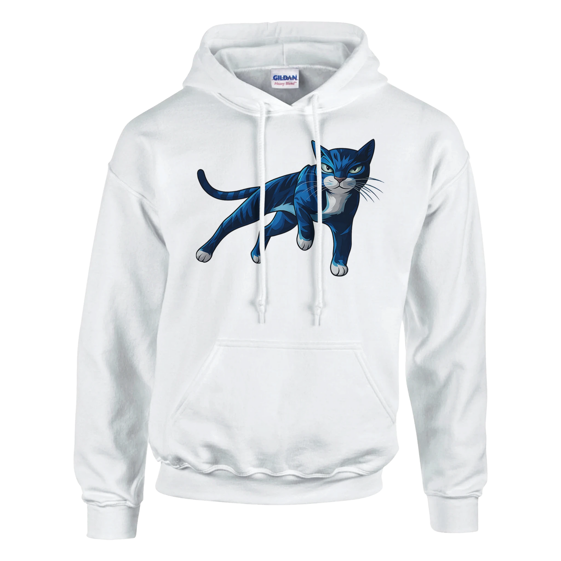 Hoodie - Cool Blue Cat - Unisex - Katze, Cat Guy Weiß