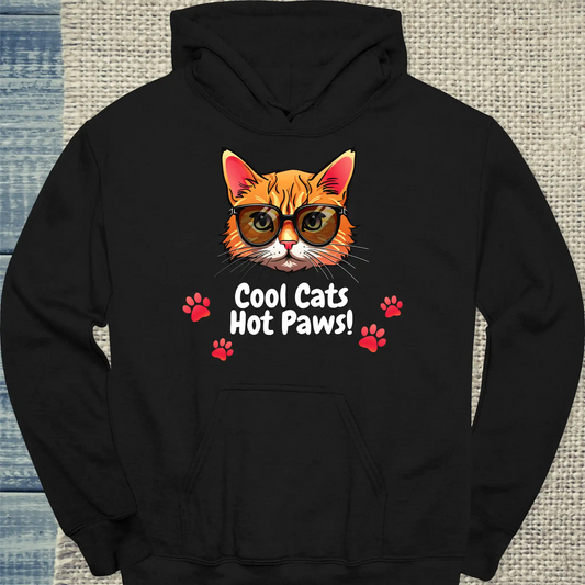 Hoodie - Cool Cats - Hot Paws! - Unisex - Katze Schwarz