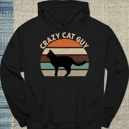 Hoodie - Crazy Cat Guy - Retro - Unisex - Katze, Cat Guy Schwarz