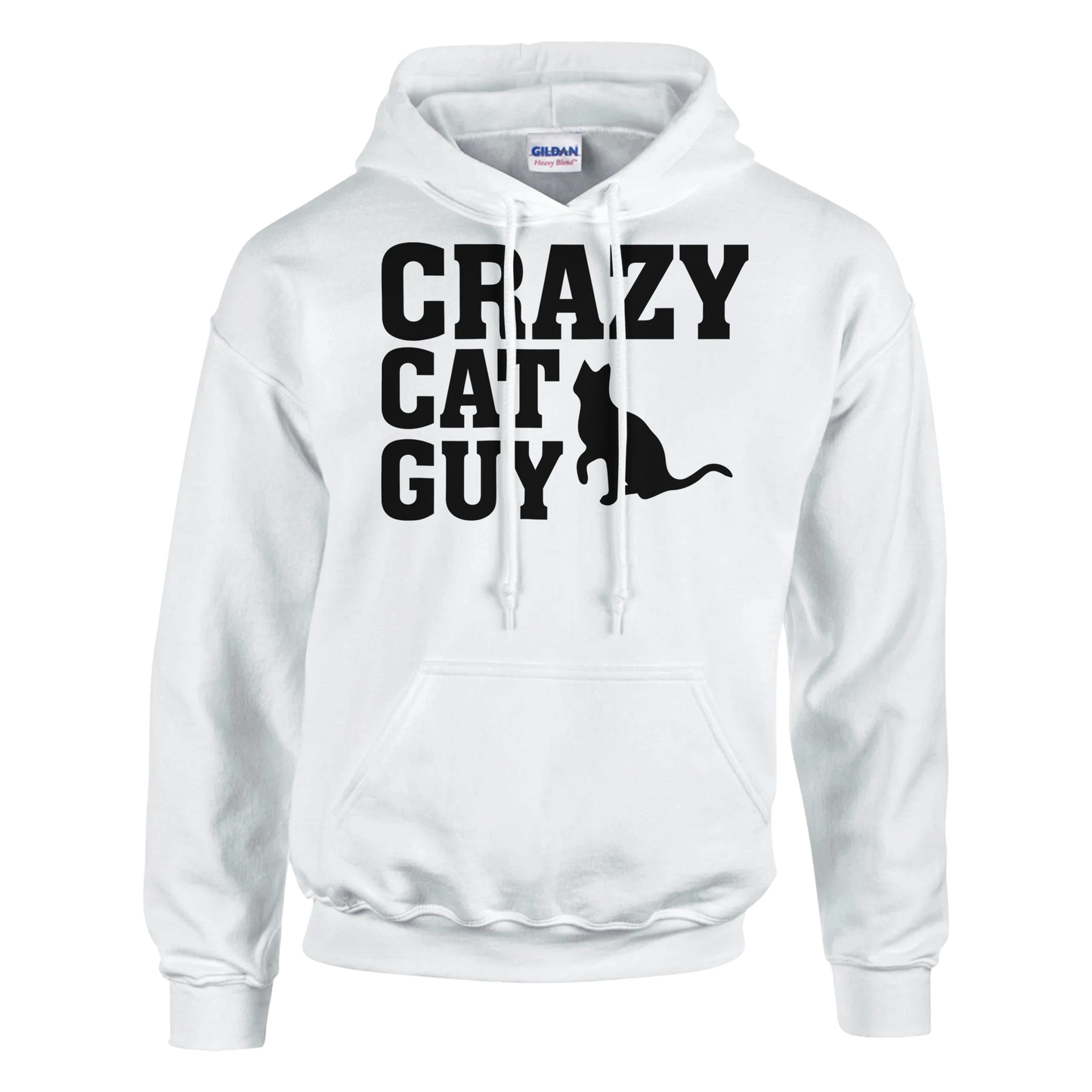 Hoodie - Crazy Cat Guy - Unisex - Kaffee, Cat Guy Weiß