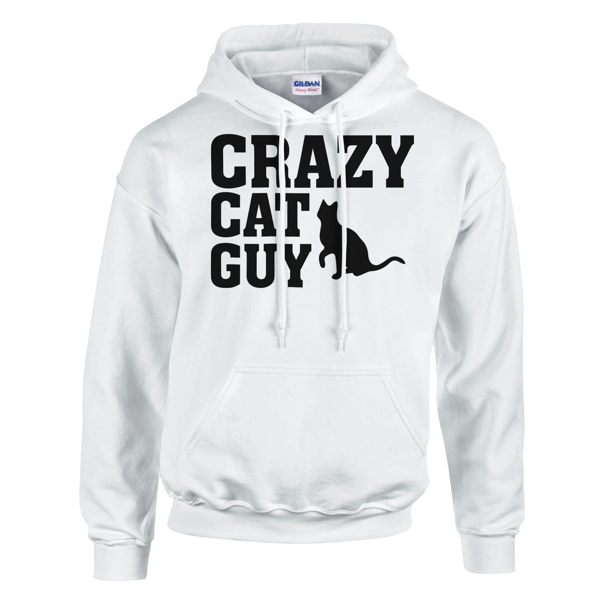 Hoodie - Crazy Cat Guy - Unisex - Kaffee, Cat Guy Weiß