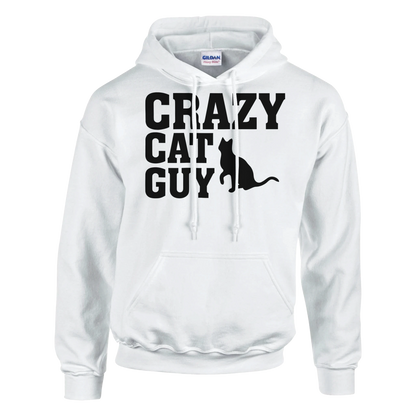 Hoodie - Crazy Cat Guy - Unisex - Kaffee, Cat Guy Weiß