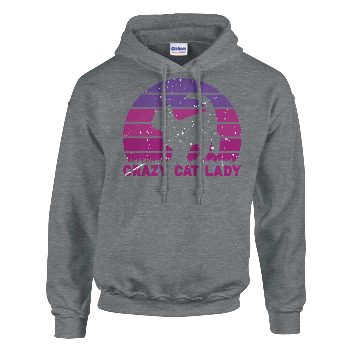 Hoodie - CRAZY CAT LADY - Retro - Unisex - Kaffee, Cat Lady Grau