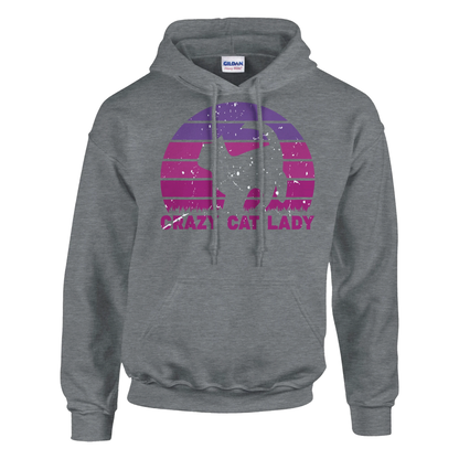 Hoodie - CRAZY CAT LADY - Retro - Unisex - Kaffee, Cat Lady Grau