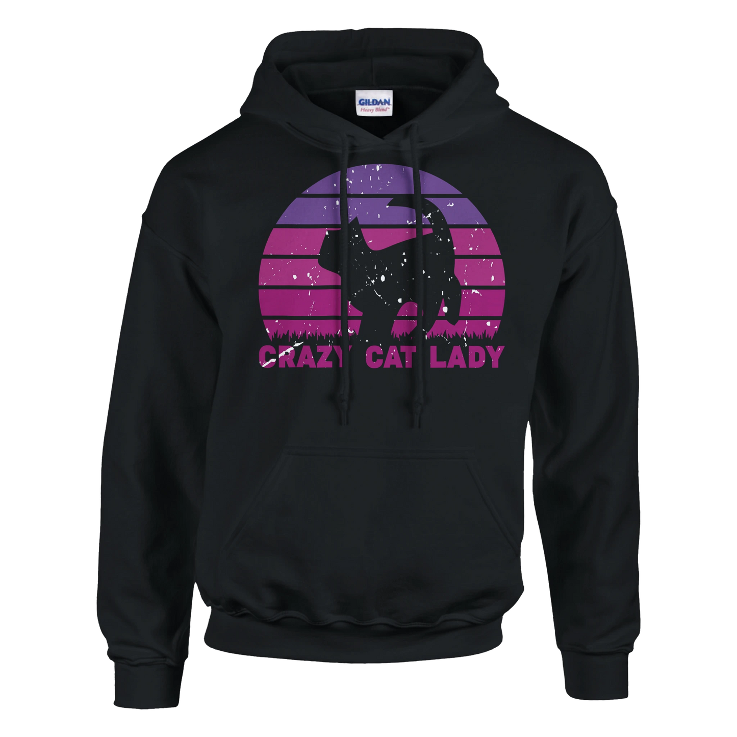 Hoodie - CRAZY CAT LADY - Retro - Unisex - Kaffee, Cat Lady Schwarz