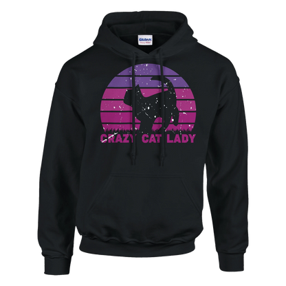 Hoodie - CRAZY CAT LADY - Retro - Unisex - Kaffee, Cat Lady Schwarz
